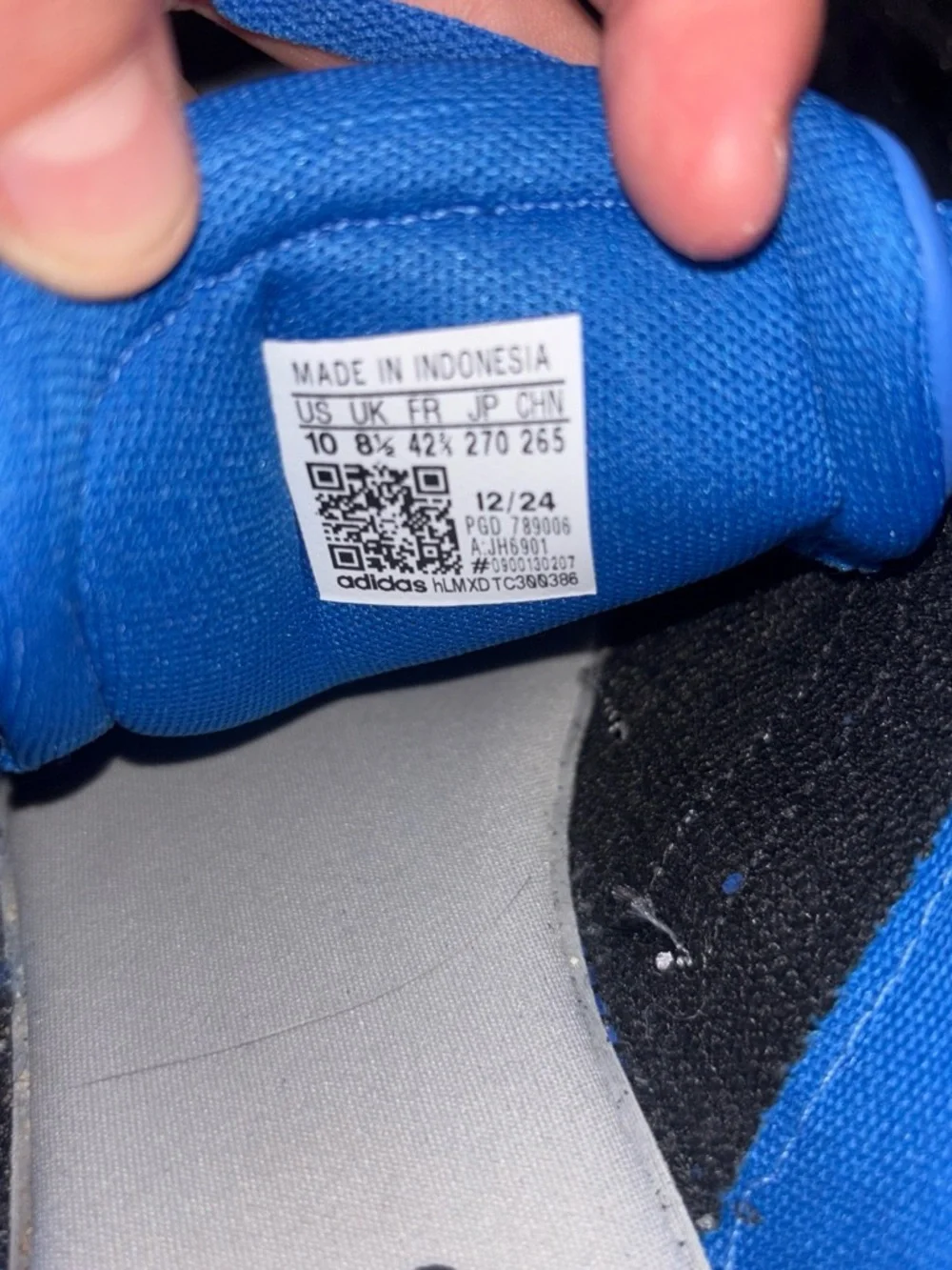 adidas Blue Suede Sneakers with Pink Stripes